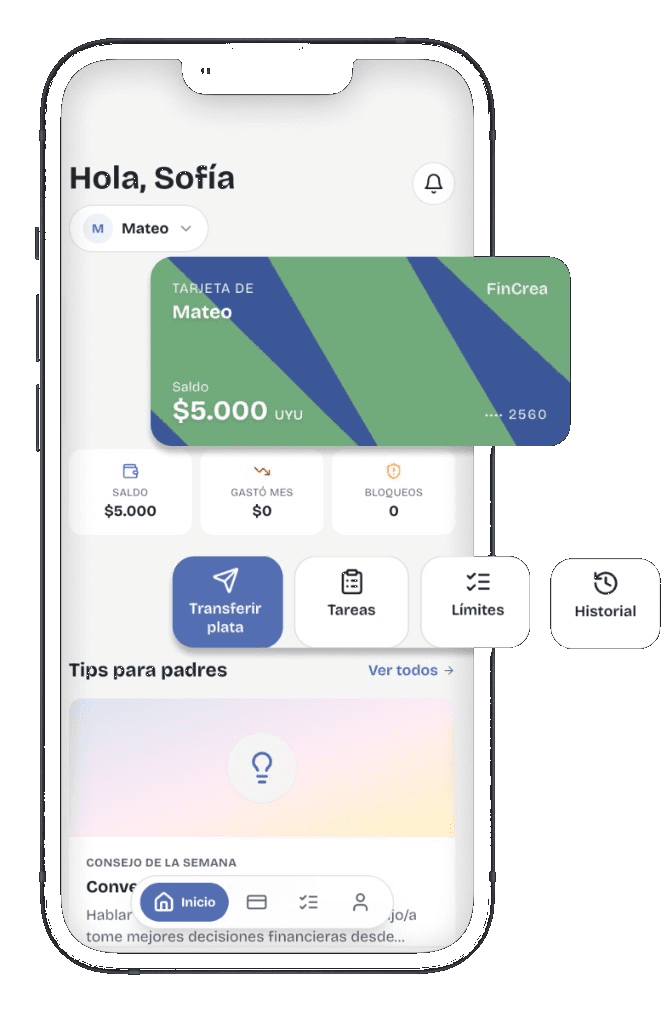 App FinCrea en el celular: tarjeta, transferencias, tareas y más